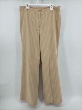 Cleo Beige Pinstripe Wide Leg Pants Dress Office Business Casual Formal